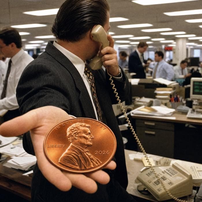 Penny in the broker's hand